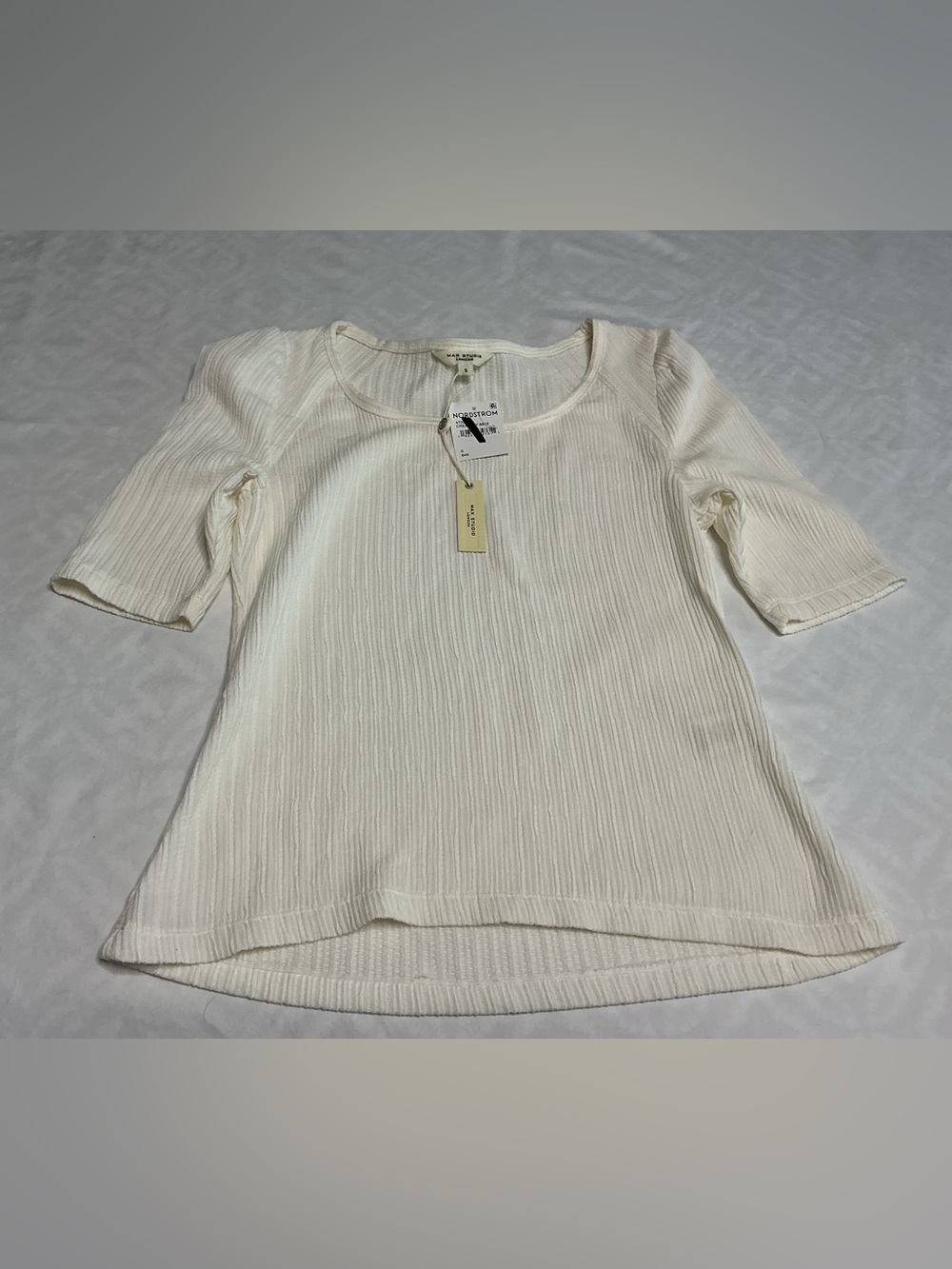 Max Studio London Cream Textured Ribbed Top NWT Size Small